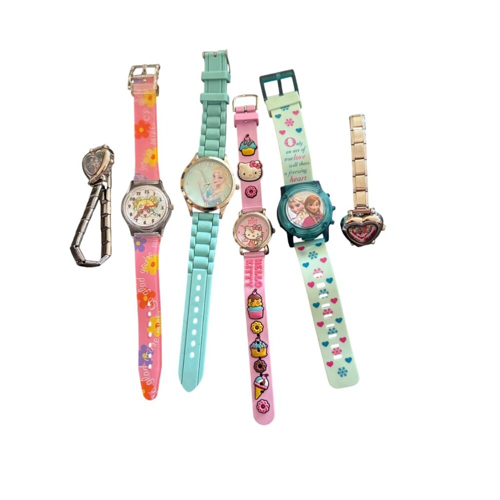 Set Of 6 Kids Analog Watches Featuring Frozen Hello Kitty & More